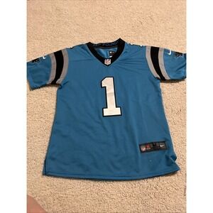 Nike NFL Carolina Panthers Youth M 10/12 Carolina Blue Cam Newton On Field EUC